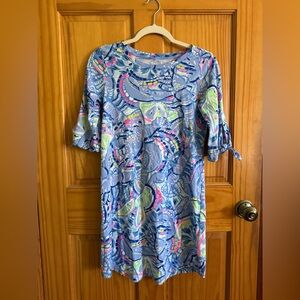 Lilly Pulitzer Blue Printed Dress XS – 100% Pima Cotton